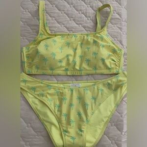 Yellow Bikini with Palm Tree Print